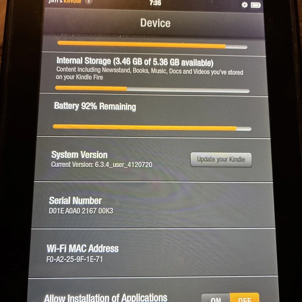 kindle fire working great unsure year or system